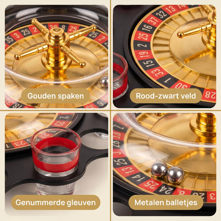 Cheqo® Roulette Drankspel met 12 Shotglaasjes - Detail Split