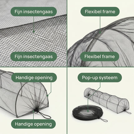 Cheqo® Kweektunnel met Insectennet - Detail Split
