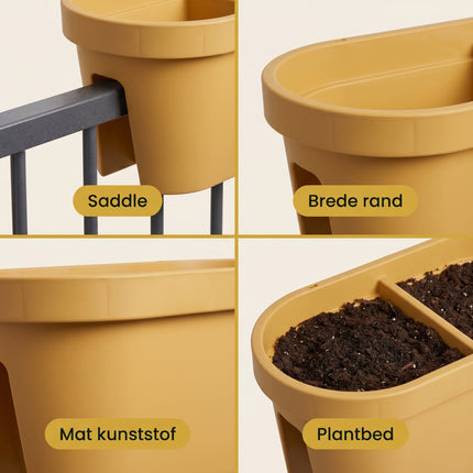 Cheqo® Balkonbak Okergeel - Detail Split