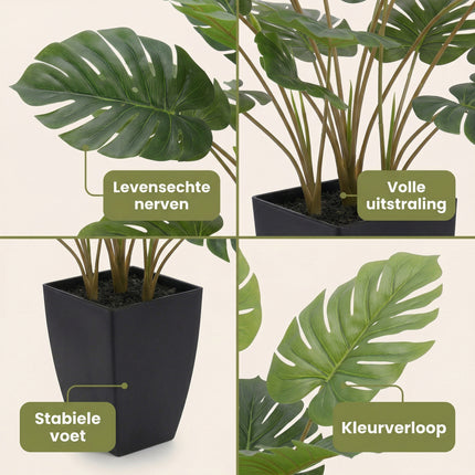 Cheqo® Kunstplant Monstera met Pot - Detail Split