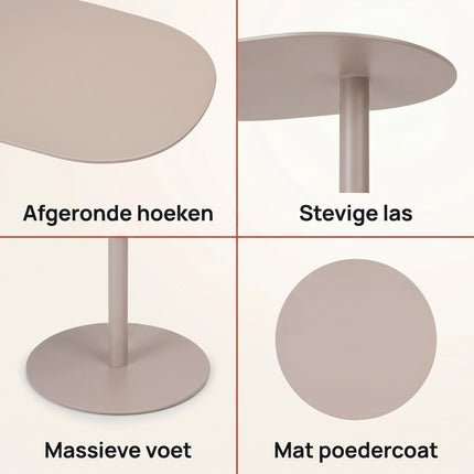 Cheqo® Bijzettafel van Metaal - Sidetable - Zand - Industrieel Design - Detail Split