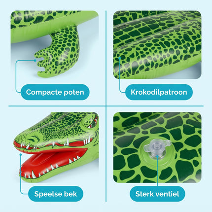 Cheqo® Opblaasbare Krokodil - Ride-On Krokodil - Pool Float - Zwembad Speelgoed - Detail Split