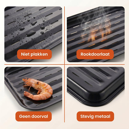 Cheqo Barbecue Grillplaat Non-Stick - Detail Split