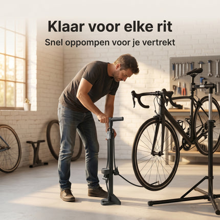 Cheqo® Fietspomp Staand met Manometer en Drukmeter - Lifestyle