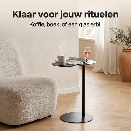 Cheqo® Bijzettafel Zwart - Metalen Sidetable - Industrieel Design - Lifestyle