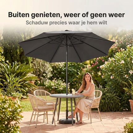 Cheqo Parasol Tuinparasol Antraciet Kantelbaar - Lifestyle