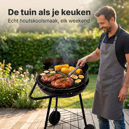 Cheqo® Houtskoolbarbecue 43x70 cm Zwart - Lifestyle