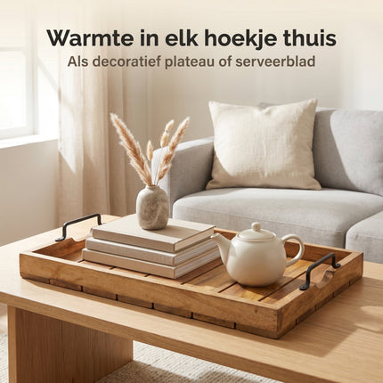 Cheqo® Dienblad Mangohout Set van 3 - Lifestyle
