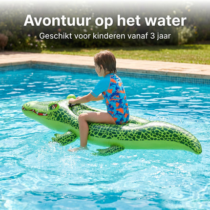 Cheqo® Opblaasbare Krokodil - Ride-On Krokodil - Pool Float - Zwembad Speelgoed - Lifestyle