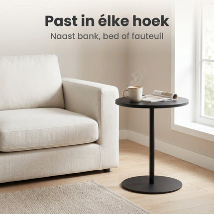 Cheqo® Bijzettafel Rond Zwart - Metaal - Woonkamer - Sidetable - Industrieel - Lifestyle