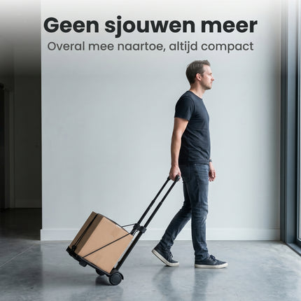 Cheqo® Opvouwbare Steekwagen - Transporttrolley - Inklapbare Steekwagen met Telescopisch Handvat - Lifestyle