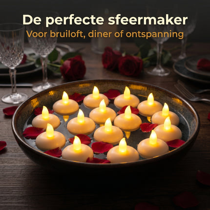 Cheqo LED Drijfkaarsjes Set van 12 - Lifestyle