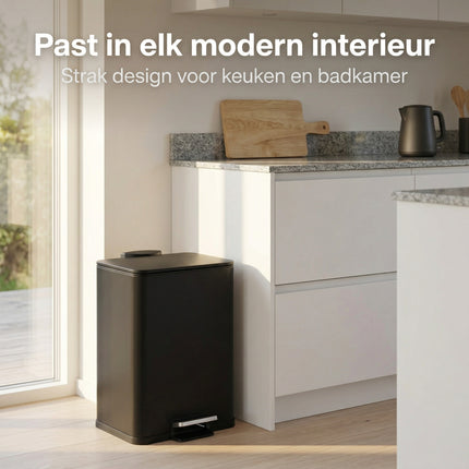 Cheqo® Pedaalemmer 20L Mat Zwart - Lifestyle