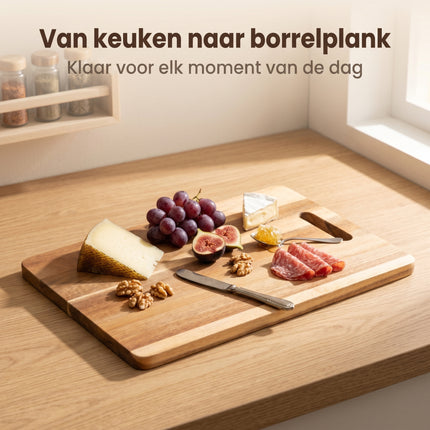 Cheqo® Snijplank Acaciahouten met Handvat - Lifestyle