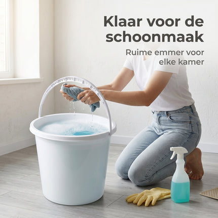 Cheqo® Emmer met Handvat 12L Wit - Lifestyle