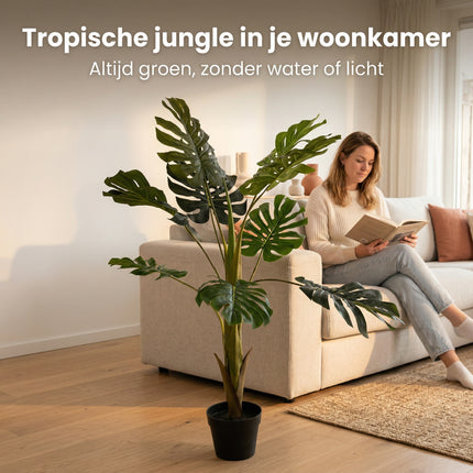 Cheqo® Kunstplant Monstera 110cm - Lifestyle