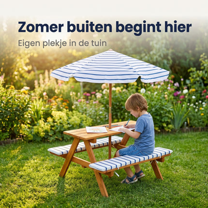 Cheqo® Picknicktafel voor Kinderen met Parasol - Lifestyle