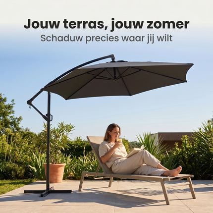 Cheqo® Zweefparasol Antraciet 300 cm - Lifestyle