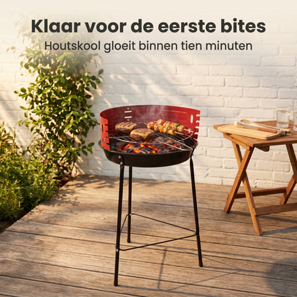 Cheqo® Houtskool Barbecue Ronde 3-Poot 33 cm - Lifestyle