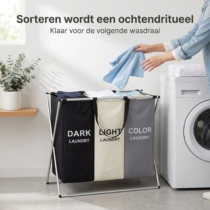 Cheqo® Wasmand met 3 Vakken - Lifestyle