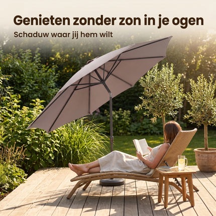 Cheqo Tuinparasol Stokparasol Taupe 230x220 cm - Lifestyle