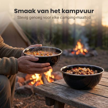Cheqo Campingschalen Set van 2 Emaille - Lifestyle