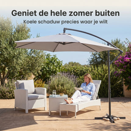 Cheqo® Zweefparasol 300 cm Grijs - Lifestyle