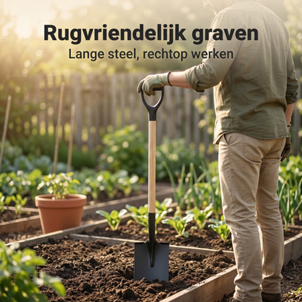 Cheqo® Schep met Houten Steel en D-greep - Lifestyle