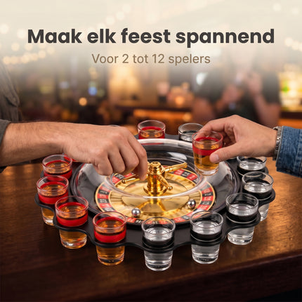 Cheqo® Roulette Drankspel met 12 Shotglaasjes - Lifestyle