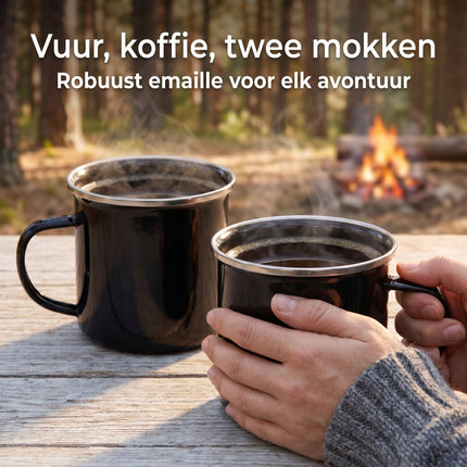 Cheqo® Emaille Mok Set van 2 - Lifestyle