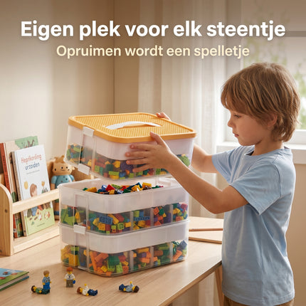 Cheqo® Opbergbox Bouwstenen Stapelbaar 3 Lagen - Lifestyle
