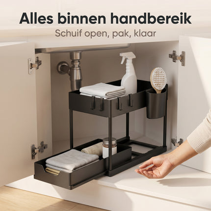 Cheqo Onder de Gootsteen Organizer 2-Laags Zwart - Lifestyle