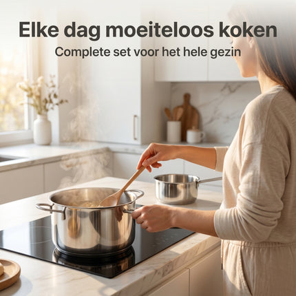 Cheqo® Pannenset Set van 7 - RVS Pannenset - Lifestyle