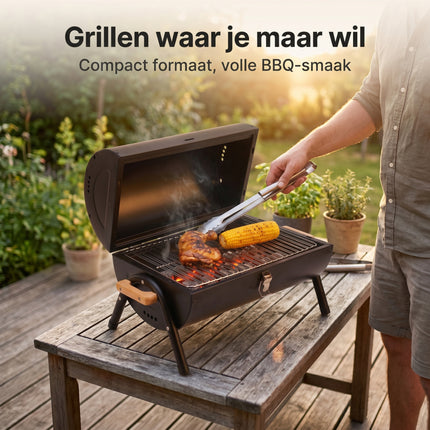 Cheqo® Houtskoolbarbecue Tafelmodel - Lifestyle