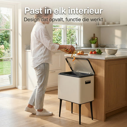 Cheqo® Prullenbak op Pootjes - Afvalbak 35 Liter - Lifestyle