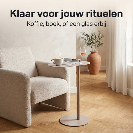 Cheqo® Bijzettafel van Metaal - Sidetable - Zand - Industrieel Design - Lifestyle