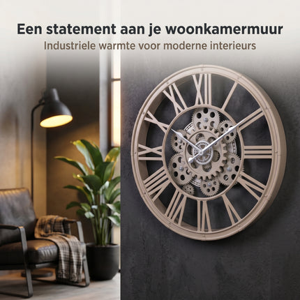 Cheqo® Wandklok met Roterend Uurwerk - Lifestyle