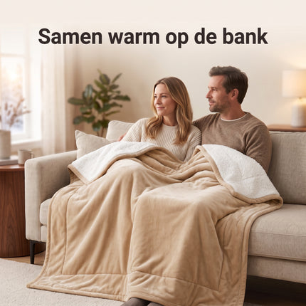 infographic-4: Ceruzo sherpa fleece deken 150x200 cm beige