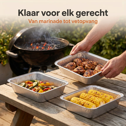 Cheqo® Aluminium Bereidingsbakjes Set van 5 - Lifestyle