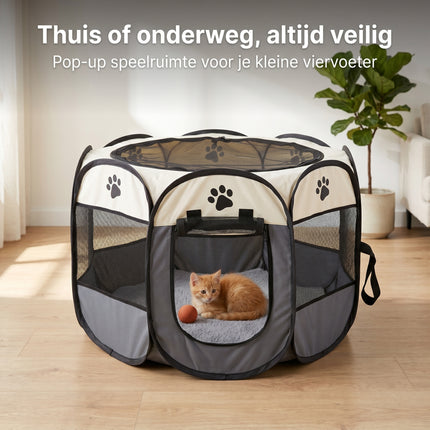Cheqo® Puppyren Opvouwbaar - Hondenren - Konijnenren - Draagtas (ca. 75 x ca. 75 x ca. 45 cm) - Lifestyle