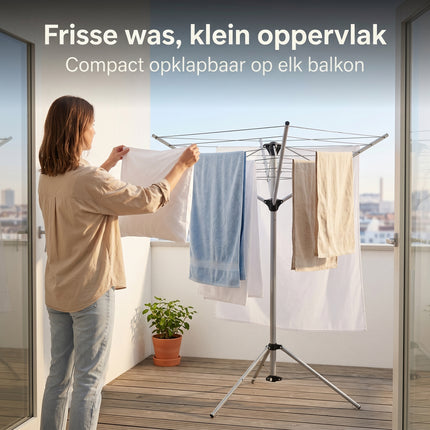 Cheqo® Droogrek Inklapbaar - Droogmolen Staand 3 Armen - Lifestyle