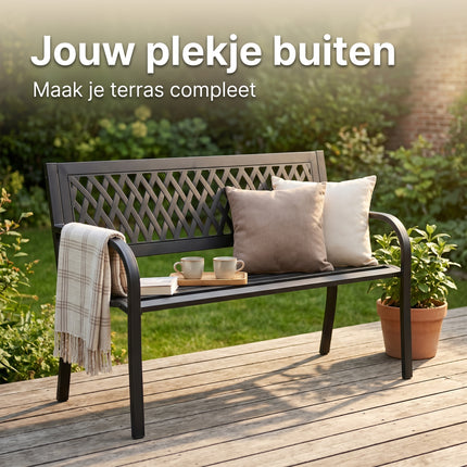 Cheqo Tuinbank 2-persoons Stalen Parkbank Zwart - Lifestyle