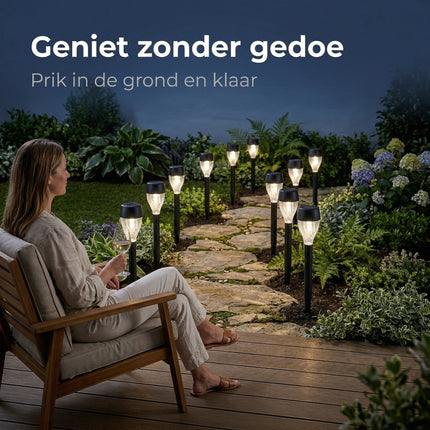 Cheqo® Solar Tuinlampen Set van 10 - Lifestyle