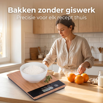 Cheqo® Digitale Keukenweegschaal Bamboe - Lifestyle