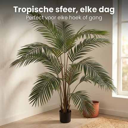 Cheqo® Kunstpalm - Kunstplant Palmboom - Kunstplanten voor Binnen - Grote Kunstplant - Lifestyle