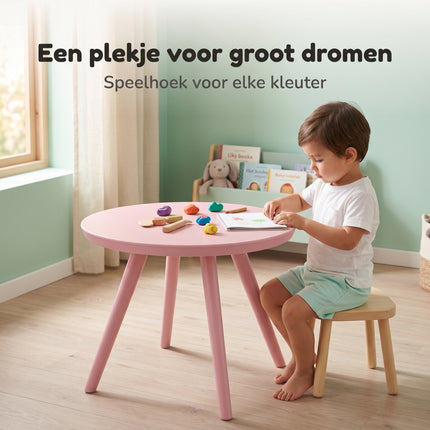 Cheqo® Kindertafel Rond Pastel Roze - Lifestyle