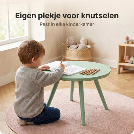 Cheqo® Kindertafel Rond — Pastel Groen - Lifestyle