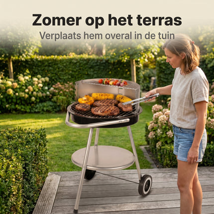 Cheqo® Houtskool Barbecue 47x77 cm Zwart/RVS - Lifestyle