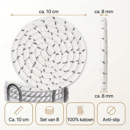 Cheqo® Onderzetters Set van 8 - Specs