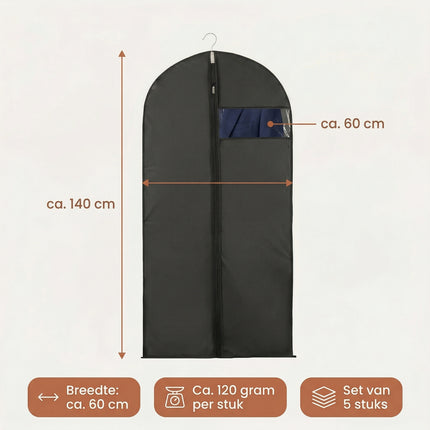 Cheqo® Kledinghoezen Set van 5 - Specs